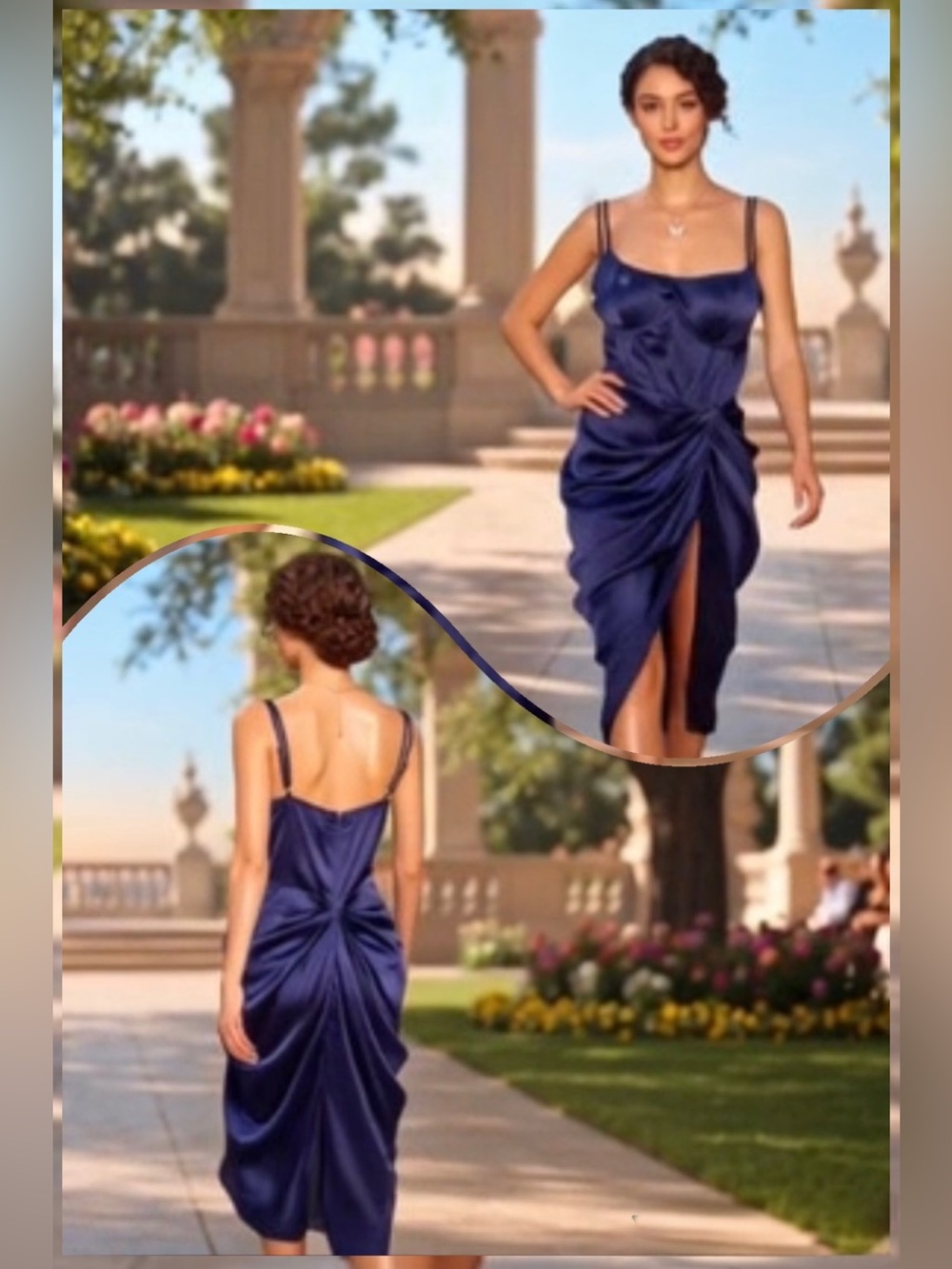 PrettyLittleThing Navy Draped Midi Dress💙✨